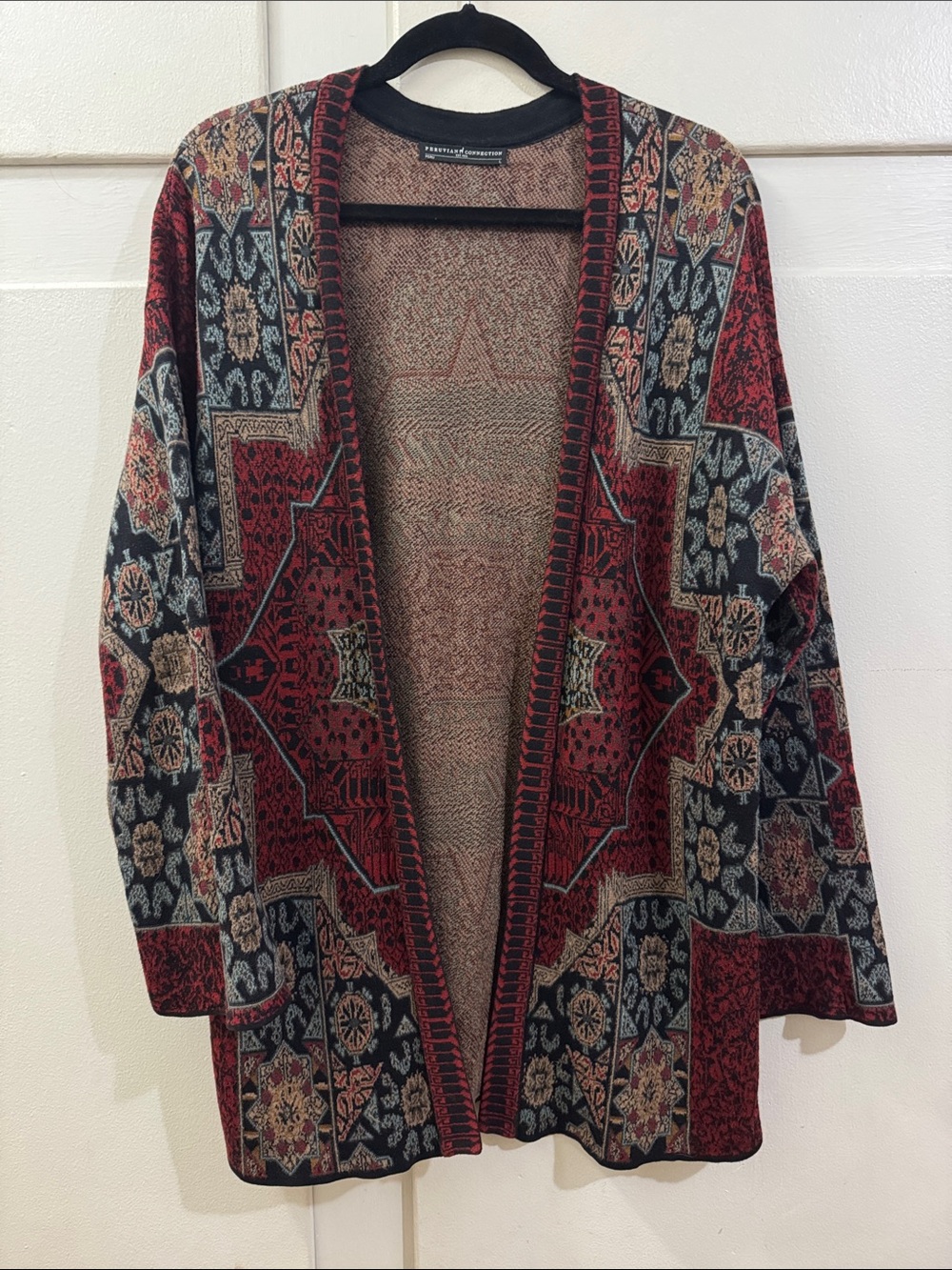 Peruvian Connection Tapestry Cardigan Sweater size large/ 16